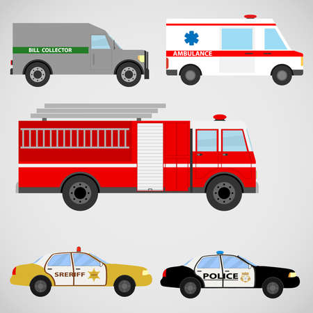 A set of special vehicles. Flat design, vector illustration, vector.のイラスト素材