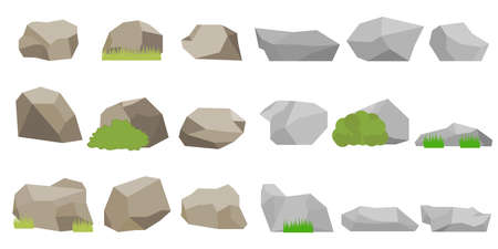 Stones, a set of stones. Flat design, vector illustration, vector.のイラスト素材