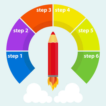 Pencil flies up, startup. Flat design, vector illustration.のイラスト素材
