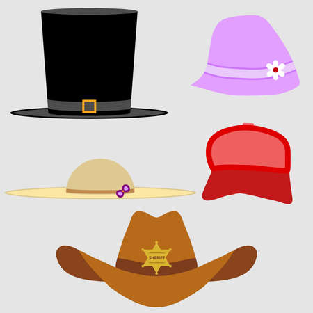 A set of hats. Flat design, vector illustration, vector.のイラスト素材
