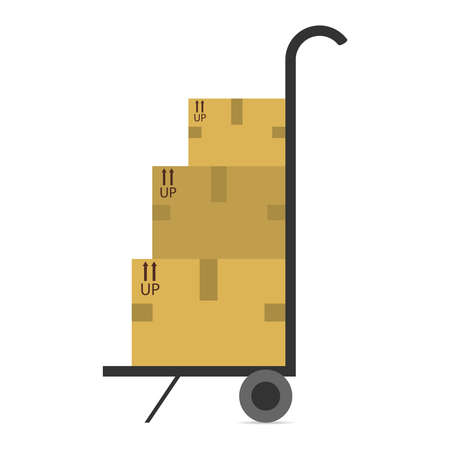 Mobile trolley with boxes. Flat design, vector illustration, vector.のイラスト素材