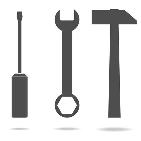 Set of tools. Screwdriver, hammer, wrench. Flat design, vector illustration, vector.のイラスト素材
