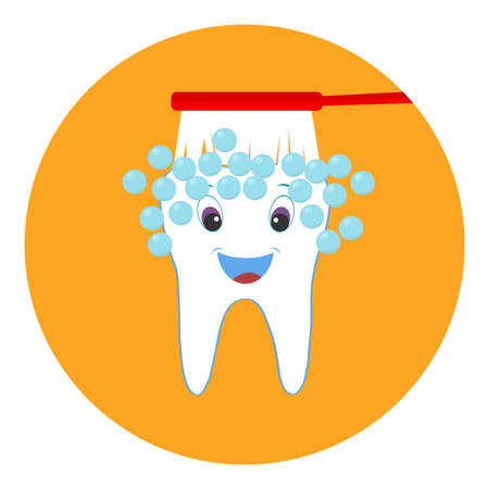 The toothbrush cleans the tooth. Flat design, vector illustration, vector.のイラスト素材