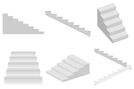 White staircase. Flat design, vector illustration, vector.のイラスト素材