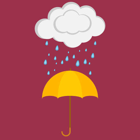 The rain drops onto the umbrella. Flat design, vector illustration, vector.のイラスト素材
