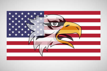 American flag with an eagle. Flat design, vector illustration, vector.のイラスト素材