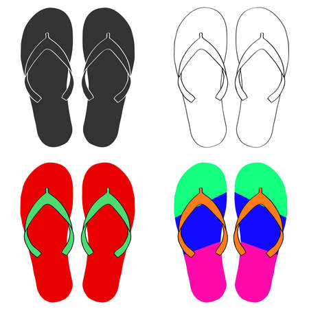 Flip-flops set. Flat design, vector illustration, vector.のイラスト素材