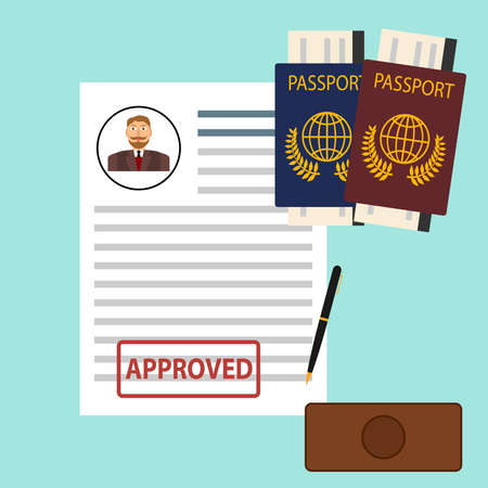 Passport, visa. Flat design, vector illustration, vector.のイラスト素材