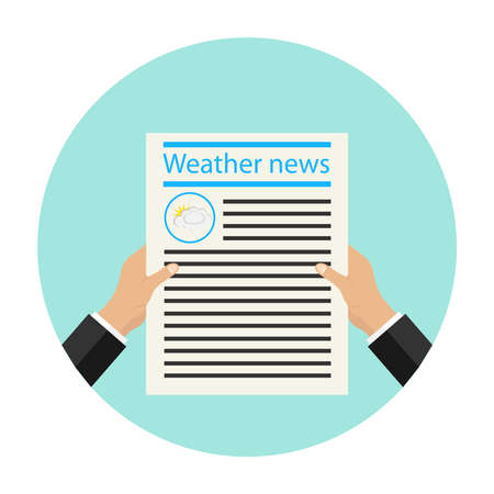 The newspaper is in hand. Flat design, vector illustration, vector.