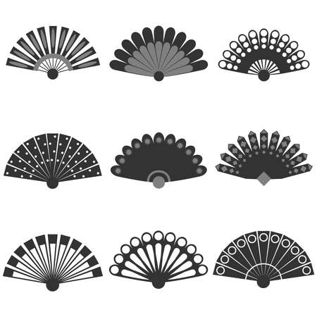 Fan icons, black and white. Flat design, vector illustration, vector.のイラスト素材