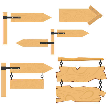 Cartoon wood banners boards. Flat design, vector illustration, vector.のイラスト素材