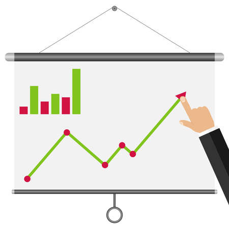 Businessman raises the chart arrow. Flat design, vector illustration, vector.のイラスト素材