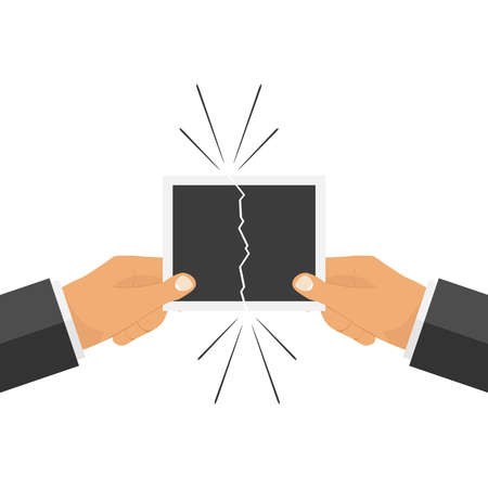 Hands tear the photo. Flat design, vector illustration, vector.のイラスト素材