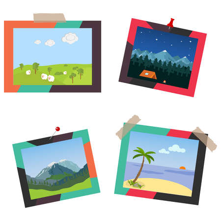 Photos with nature. Flat design, vector illustration, vector.のイラスト素材