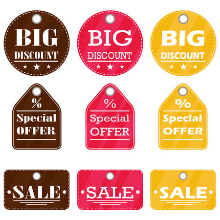 Label, big discount, special offer, sale. Flat design, il truck, long car.のイラスト素材