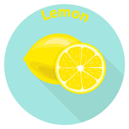 Lemon, sliced slices of lemon, citrus. Flat design, vector illustration, vector.のイラスト素材