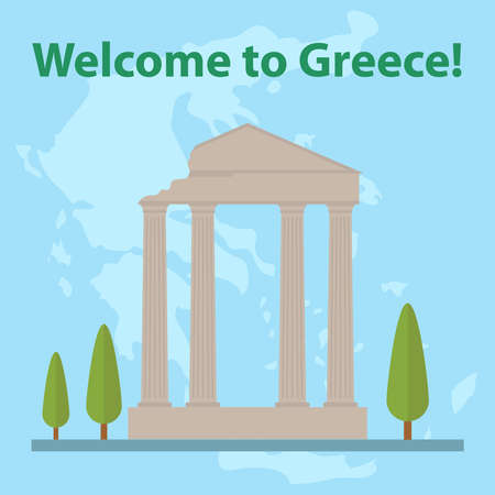 Greece, map of Greece, Greek Acropolis. Flat design, vector illustration, vector.のイラスト素材