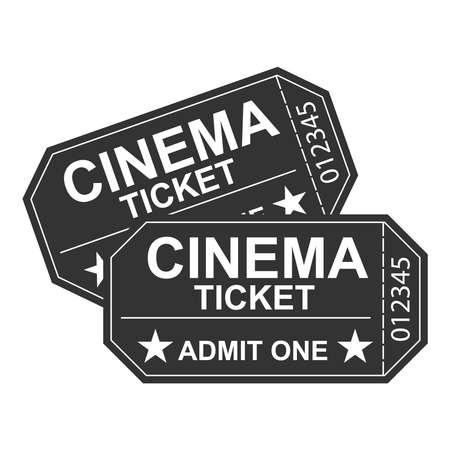 A movie ticket, a retro cinema ticket. A cinema. Flat design, vector illustration.のイラスト素材