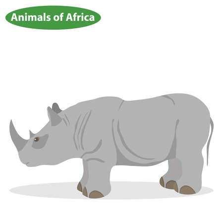 Rhinoceros, the icon of the rhinoceros, animals of Africa. Flat design, vector illustration, vector.のイラスト素材