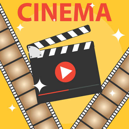 Production of the film, icon of the cinema. Flat design, vector illustration, vector.のイラスト素材