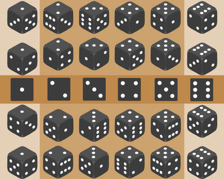 Dice, a set of dice, play dice. Flat design, vector illustration, vector.のイラスト素材