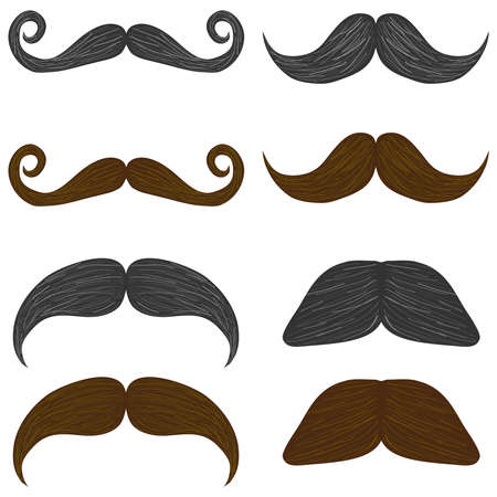 Mustache, set of man's mustache. Flat design, vector illustration, vector.のイラスト素材