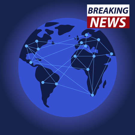 Breaking news on tv, global news. Flat design, vector illustration, vector.のイラスト素材
