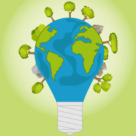 A light bulb in the form of a planet Earth. Eco symbol. Flat design, vector illustration, vector.のイラスト素材