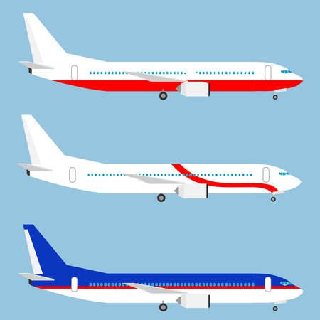 Airplane, a set of aircraft, air transport. Flat design, vector illustration, vector.のイラスト素材