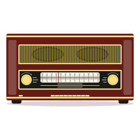 Retro radio, retro radio icon. Flat design, vector illustration, vector.のイラスト素材