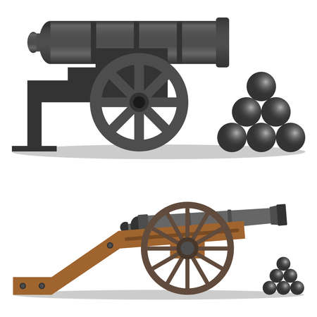 A cannon, a retro cannon, a military cannon. Flat design, vector illustration, vector.のイラスト素材