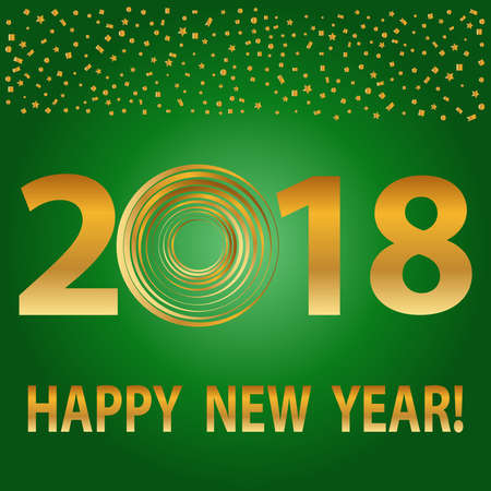 Happy New Year 2018 text design. Vector 2018 Happy New Year and christmas elements. Flat design, vector.のイラスト素材