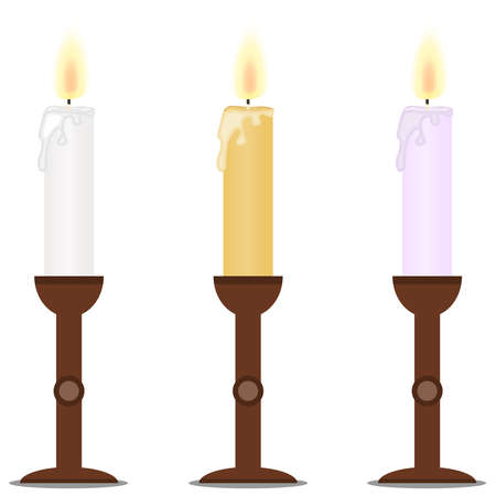Candles, a set of realistic candles with a flame. Flat design, vector illustration, vector.のイラスト素材