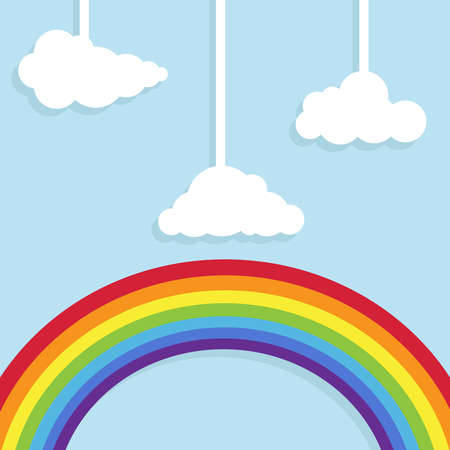 Rainbow with clouds, an animation rainbow with a shadow and clouds. Flat design, vector illustration, vector.のイラスト素材