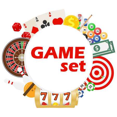 Game set. The concept of gambling. Playing for money. Flat design, vector illustration.のイラスト素材