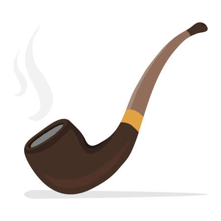 A smoking pipe, a realistic smoking pipe with smoke. Flat design, vector illustration.のイラスト素材