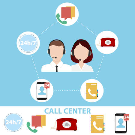 Call center, obtaining information concept illustration.のイラスト素材