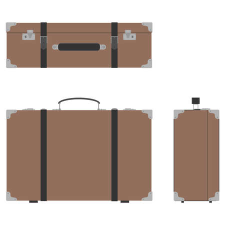 Retro suitcase is brown. Suitcase of the traveler. Flat design, vector illustrationのイラスト素材