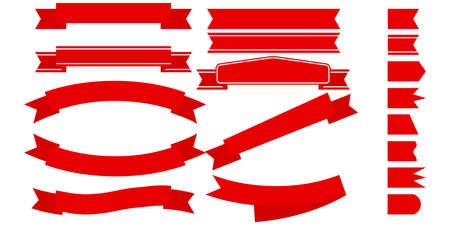Festive ribbons, a set of festive red ribbons. Flat design, vector illustration, vector.のイラスト素材