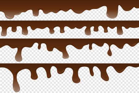 Realistic chocolate stains on a red background. A set of chocolate streaks. Flat design, vector illustration, vector.のイラスト素材