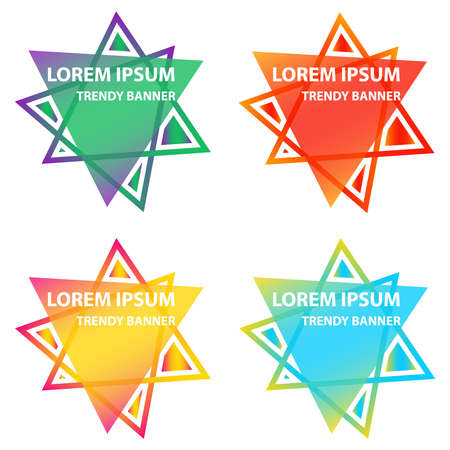 Set of colorful elements, gradient abstract shape for banner. Set of color, abstract, triangular banners for your design, isolated on white.のイラスト素材