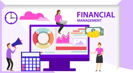 Financial management concept. Project management financial report strategy. Can use for web banner, infographics, hero images. Flat vector illustration.のイラスト素材