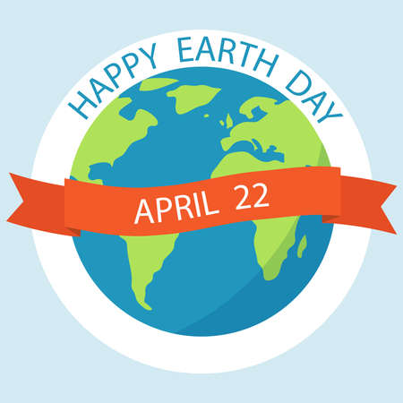 Earth Day. Planet Earth with Happy Earth Day . Vector illustration. Vector.のイラスト素材