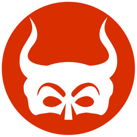 Mask of the devil. White devil mask isolated on red background. Vector illustration. Vector.