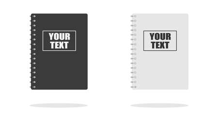 Notebook, notepad. Black and white notebook with shadow isolated on white. Vector illustration. Vector.のイラスト素材