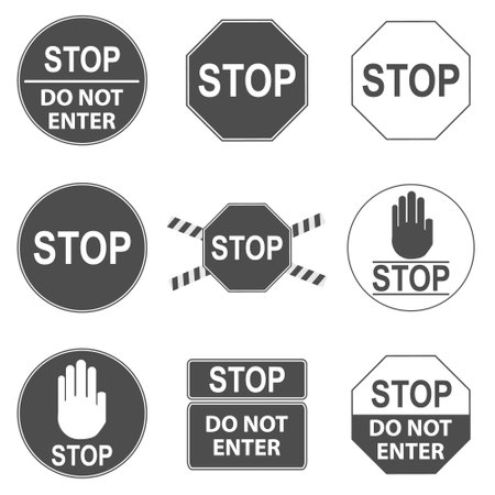 Stop sign. Set of stop icons isolated on white background. Vector illustration. Vector.のイラスト素材