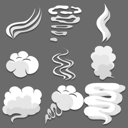 Smoke, miscellaneous white smoke on a gray background. Vector illustration. Vector.のイラスト素材