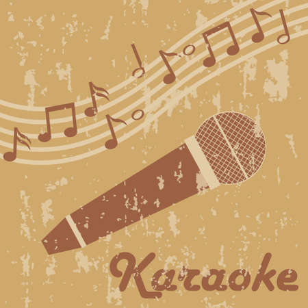 Retro microphone karaoke. Retro microphone karaoke icon with notes in light colors. Vector illustration. Vector.のイラスト素材