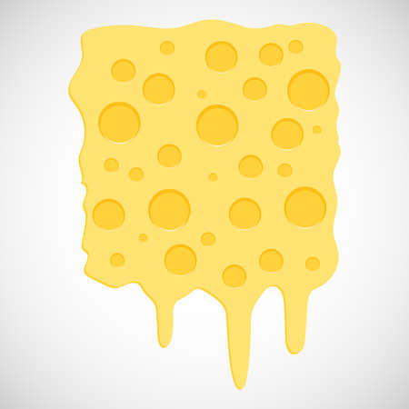 Piece of cheese isolated on a white background. melted cheese. vector illustration. Vector.のイラスト素材