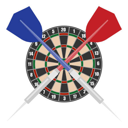 Darts, realistic dart circle with darts. vector illustration. Vector.のイラスト素材